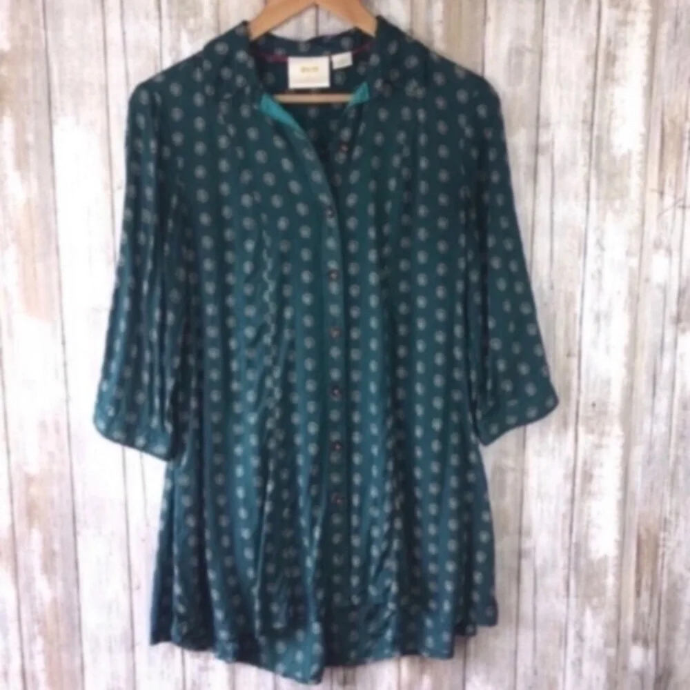 Maeve Green High Low Dot Tunic - Picture 4 of 8